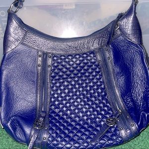 Electric blue leather satchel